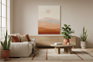 Abstract landschap met minimaal peesframe