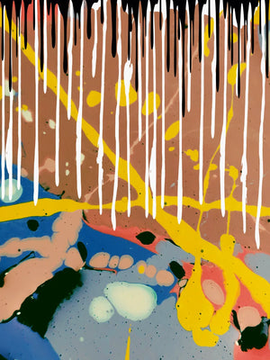 Kleurrijke verfspetters op doek