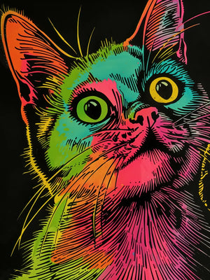 Schilderij van kleurrijke kat