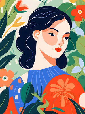 Portret van een vrouw in bloemen