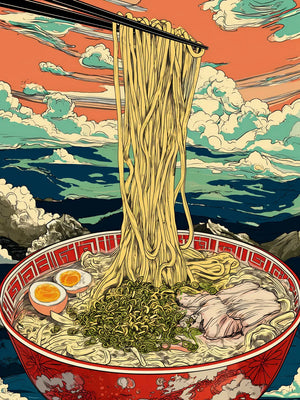 Art print van ramen met golven