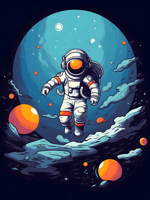 Kunstwerk van astronaut in ruimte