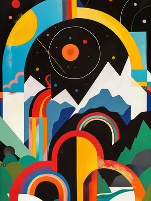 Regenbogen en sterrenhemel schilderij