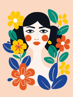 Portret van vrouw in bloeisels