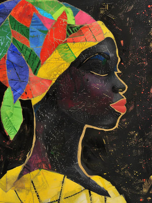 Abstract portret in levendige kleuren