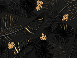 Zwart bladmotief met gouden accenten