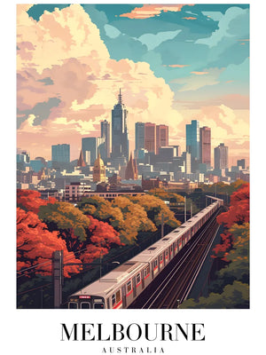 Schilderij van Melbourne met trein