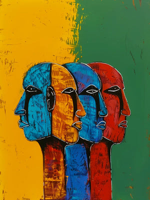 Kunstwerk van kleurrijke menselijke figuren