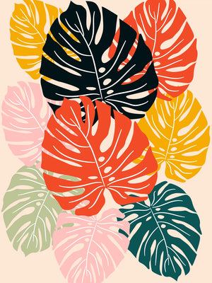 Tropische bladeren op kunstprint