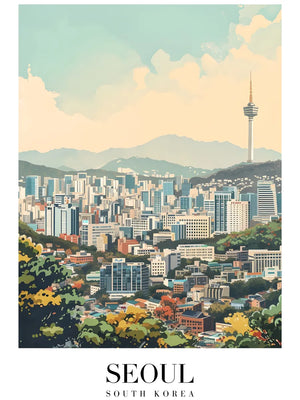 Skyline van Seoul in kunststijl