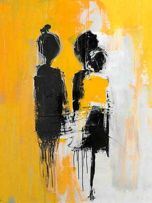 Figuurlijke schilderij met dynamische kleuren