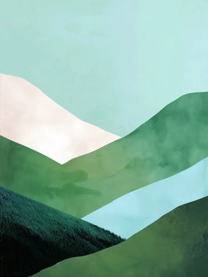 Groene landschap textielprint