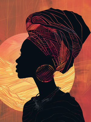 Kunstwerk van vrouw met kleurrijke achtergrond