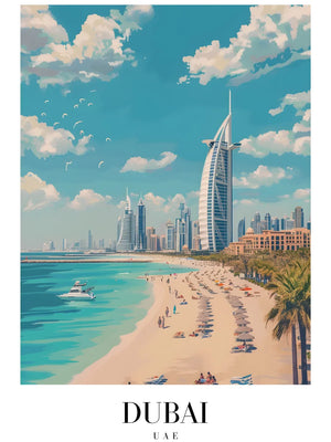 Zonovergoten strandtafereel in Dubai