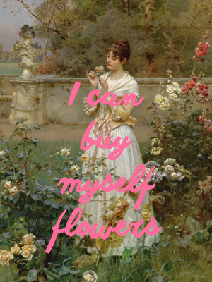 Kunstwerk van vrouw in bloemen