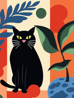 Abstracte kattenillustratie met kleur