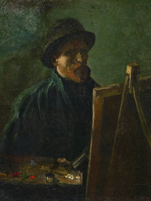 Kunstwerk met een kunstenaar aan het werk