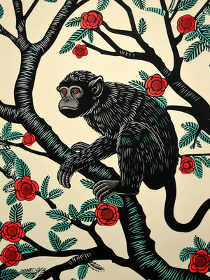 Stijlvolle aap en bloemen