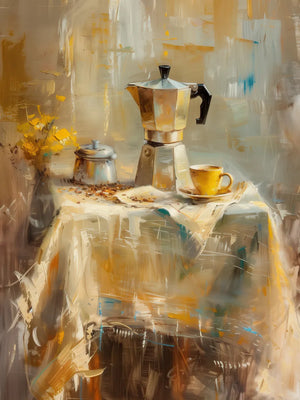 Aangename koffiesetting met servies