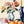Vrolijke schilderij met bloemen en fruit