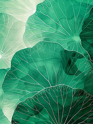 Kunstprint van bladeren in groen