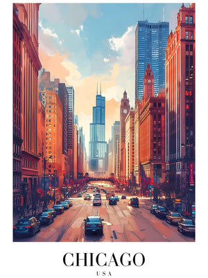 Stadsbeeld van Chicago in de avond