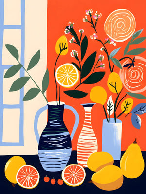 Vrolijk stillleven met citrus