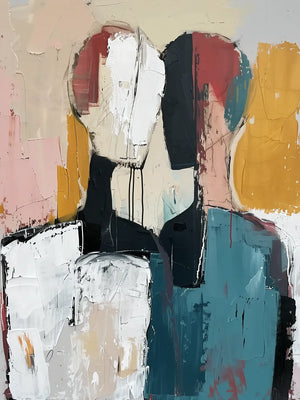 Kunstwerk van twee ontmoetende figuren