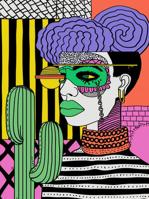 Vrouwelijk portret met levendige kleuren