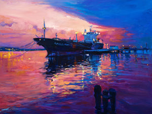 Havenscene met magische kleuren