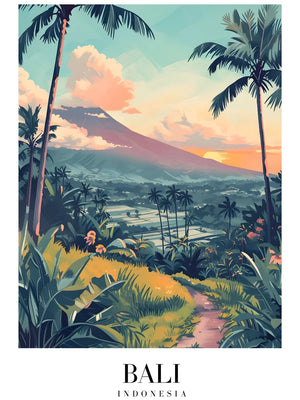 Schilderij van Bali met vulkaan