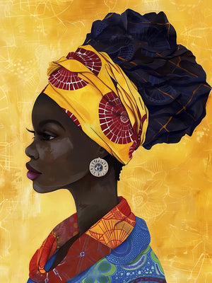 Schilderij van vrouw in traditionele kleding