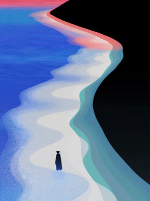 Abstracte zee en strand scène