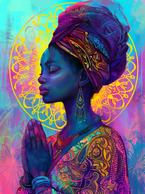 Artistiek beeld van meditatieve vrouw