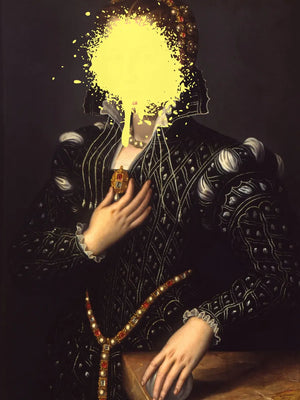 Kunstwerk van vrouw met expressieve uitstraling